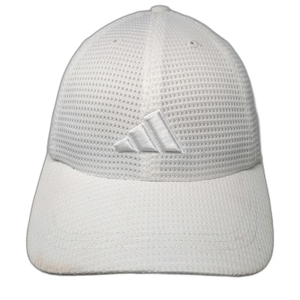 Adidas White One Size Baseball Cap Hat ClimaCool Mesh Performance 3-Stripes